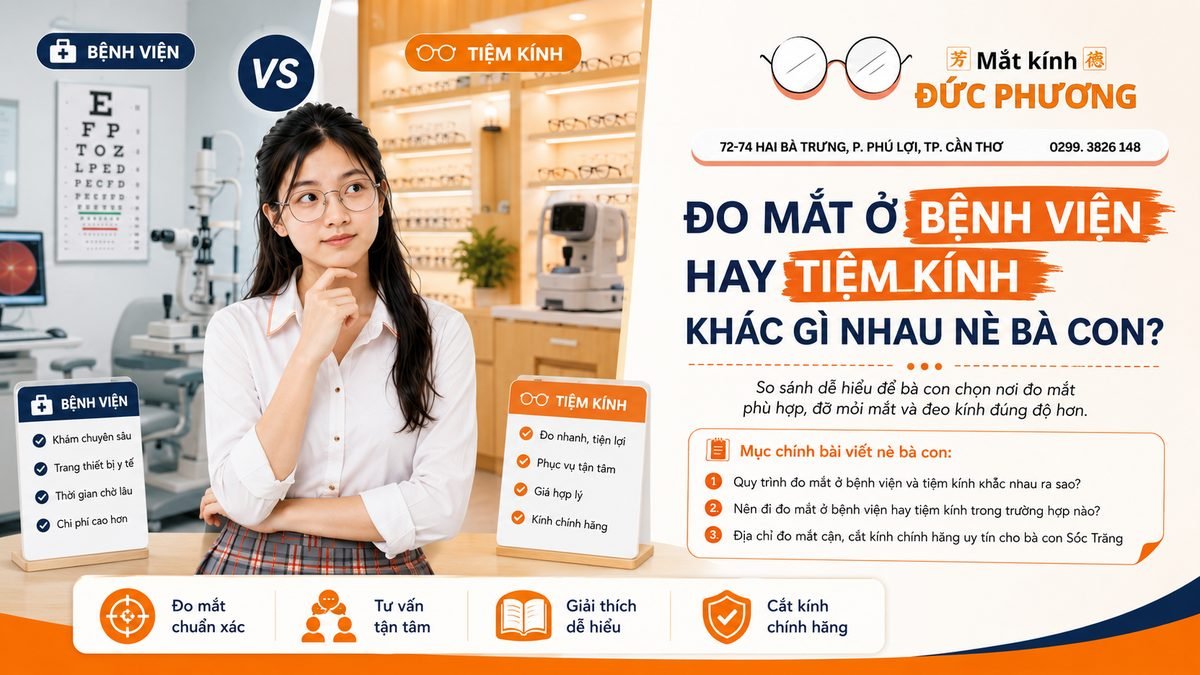 Đo mắt ở bệnh viện hay tiệm kính, khác gì nhau?